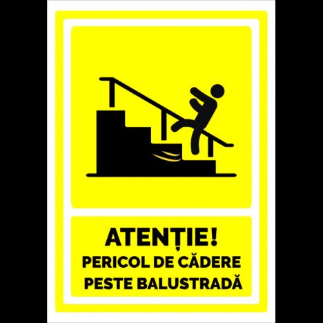 Indicator de securitate atentie pericol de cadere peste balustrada